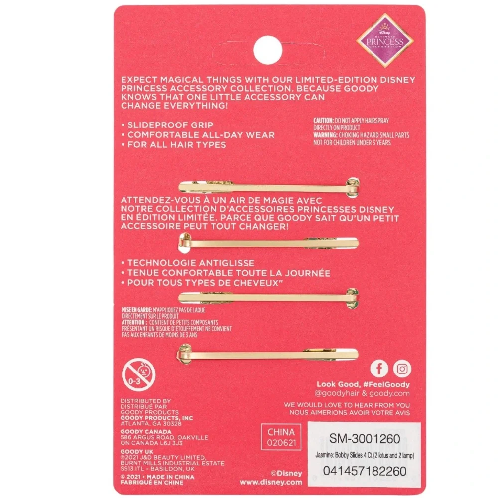 Disney Princess Jasmine Slideproff Bobby-pins